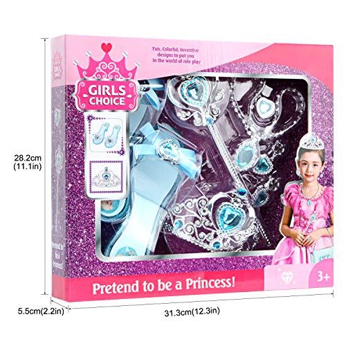 VGOFUN Girl Princess Dress up Shoes Role Play Shoes for Little Girls Toddler Age 3-6 (Blue)