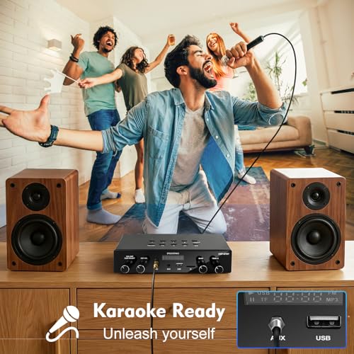 Studiofinix Bluetooth 5.4 Home Stereo Audio Amplifier Receiver, 4-Zone 8-Channel 60W x 8 Output,Optical/USB/Mic/Karaoke, Independent Zone Control, Multi-Room Audio for Home Theater and Studio by STUDIOFINIX - Used condition - Image 7