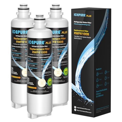 Image of ICEPURE PLUS BORPLFTR50 Refrigerator Water Filter Replacement for Bosch Ultra Clarity Pro BORPLFTR55, 11032531, 12033030, 12028325, 11025825, B36CT80SNS, B36CL80ENS, WFC100MF, WFS200MF, 3PACK
