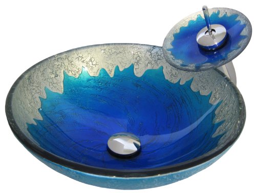 Novatto DIACCIO Glass Vessel Bathroom Sink Set, Chrome