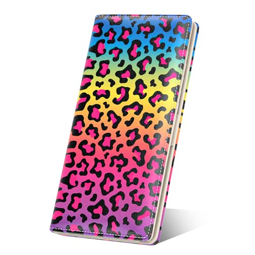 Image of Nipichsha Womens Wallet, RFID Slim Wallets for Women, Thin Ladies Credit Card Holder Purse, Cute Leather Bifold Clutch Billfold with 11 Card Slots & ID Window, Colorful Leopard Print