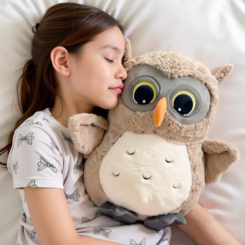 Image of Ryttir 15.7 Inch Chubby Gray Owl Stuffed Animal, Adventure Stuffed Owl Plush Toy, Brave Boy's and Girl's Room Decor, Funny Owls Gift for Kids and Women