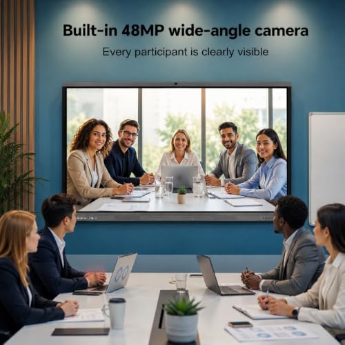 Image of Plus 55 inch Smart Board 4K UHD Touchscreen, Android 14 Interactive Whiteboard, Multi-Touch Digital Display 8GB RAM 256GB Storage, AI-Assistant 48MP Camera Microphone for Office & Business