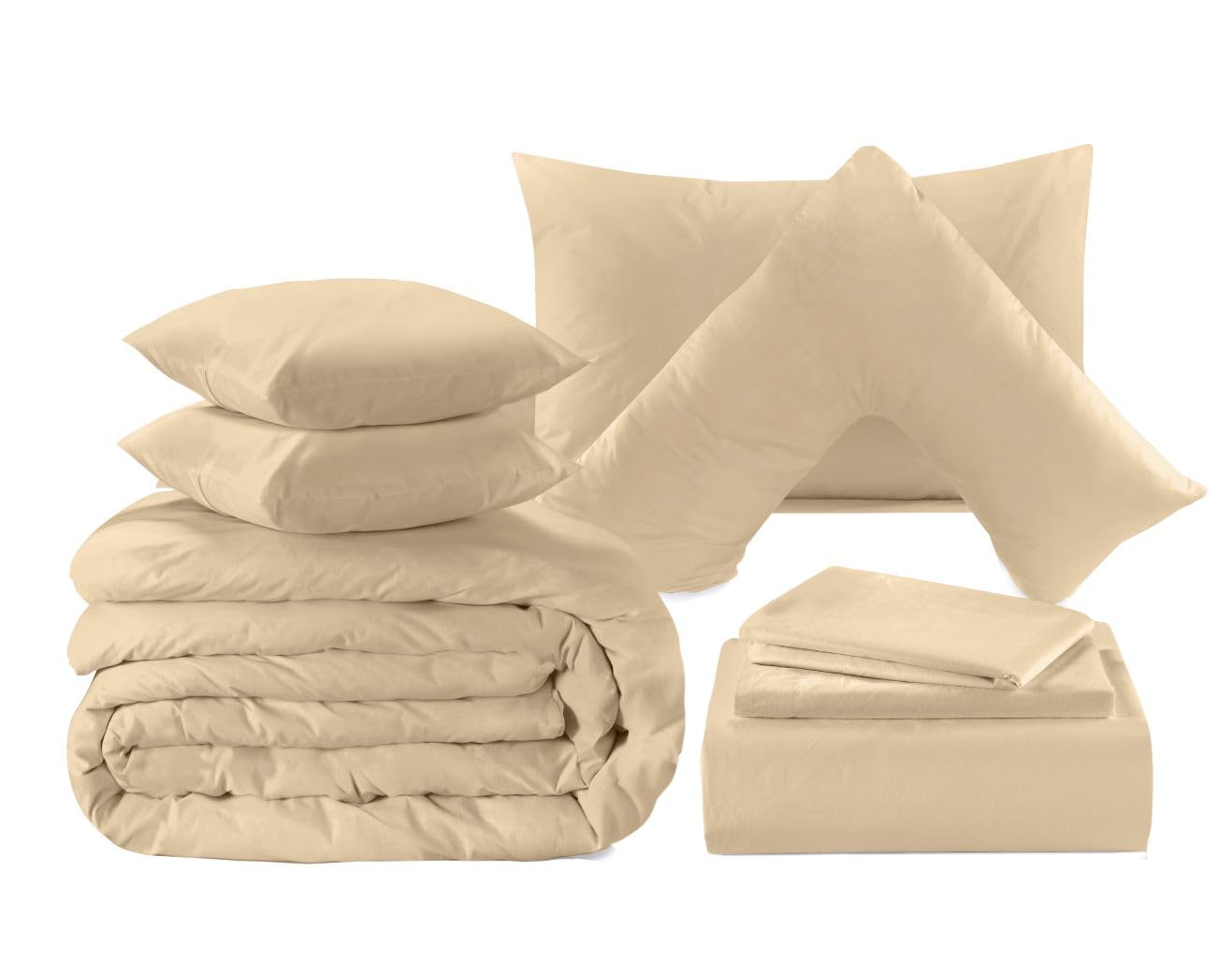 Voice7 Easy Care Percale Flat Sheet Poly Cotton Top Flat Bed Sheets (Latte, Double)