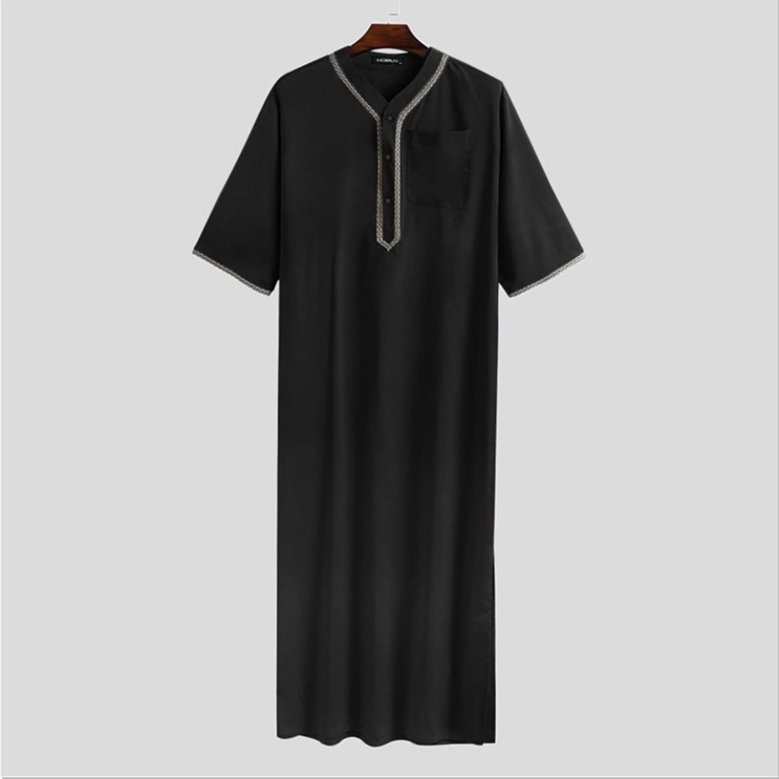 Chilaba hombre Vestidos musulmanes para hombre manga corta larga caftán árabe hombres camisón algodón lino túnica de gran tamaño ropa de oración musulmana ramadán islámica ropa abaya arabe hombre
