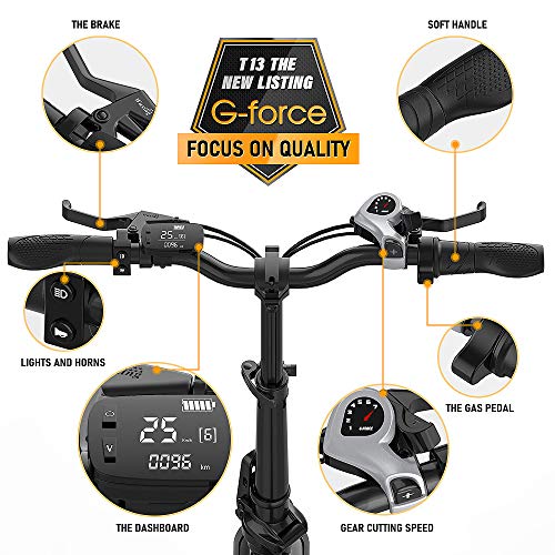 G-Force Folding Electric Bicycle, 20-inch 4.0 Fat tire,7-Speed Gear City Commuter Electric Bicycle.