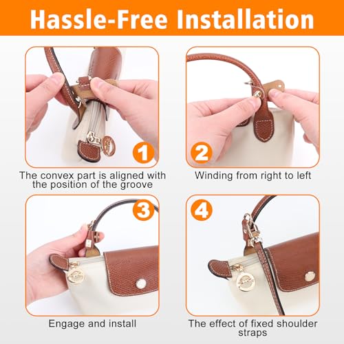 Image of 2Sets Shoulder Strap for Longchamp Bag Women, Purse Organizer, No-Punch Length Adjustable Leather Replacement Strap