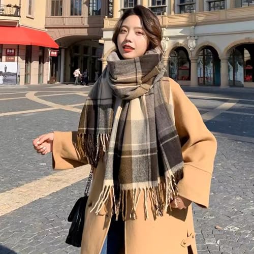 TEEN KEEP マフラー レディース カシミヤ タッチ 大判 ストール メンズ キッズ 厚手 大きいサイズ 無地 かわいい ストール 防寒 ブラック グレー ブランケット シンプル 冬 春 着物 羽織 ひざ掛け チェック柄 の商品画像 6