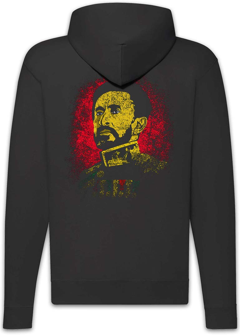 Urban Backwoods Haile Selassie Portrait I Felpa da Uomo con Cappuccio Zip Hoodie Zipper