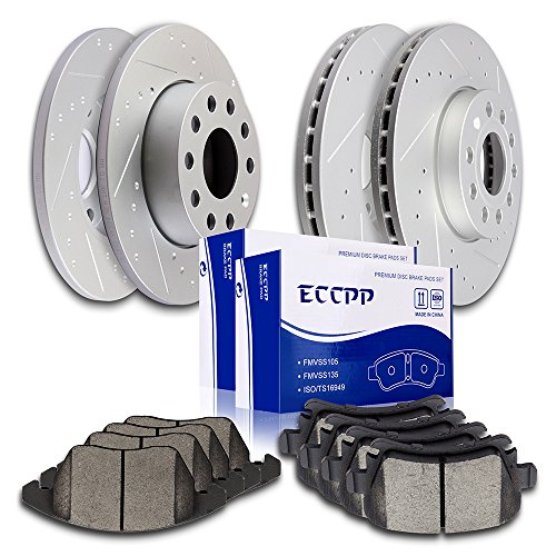 Eccpp Front Rear Brakes Disc Rotor And Ceramic Brake Pad Fit For 2010-2013 For Volkswagen For Golf, 2005-2010 For Volkswagen For Jetta, 2007-2009 For Volkswagen For Rabbit #TOP24