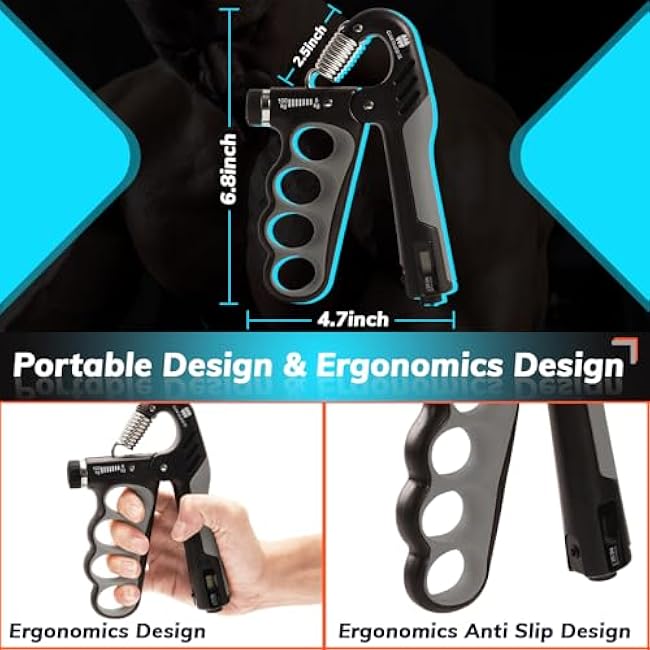 Grip Strength Trainer, Adjustable Resistance 11-220 Ibs Forearm Strengthener,Hand Grip Strengthener With Digital Counter,Improve Wrist Strength,Hand Recovery Exercises