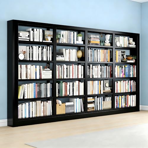 Image of Heavy Duty Metal Bookshelf, 5-Tier Industrial Bookcase with Adjustable Shelves, Large Storage Bookshelf for Living Room, Office, Library, 69 inch H x 136 inch W, Black