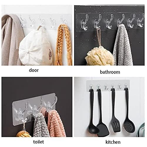 Image of 6IN1 Sticker Hooks WALL Hook Multi-Function Wall Mounted Hooks for Hanging Strong Sticker Sticky Plastic Self Adhesive Heavy Duty Home Kitchen Bathroom Key Hanger Frame Holder (Pack of 1)
