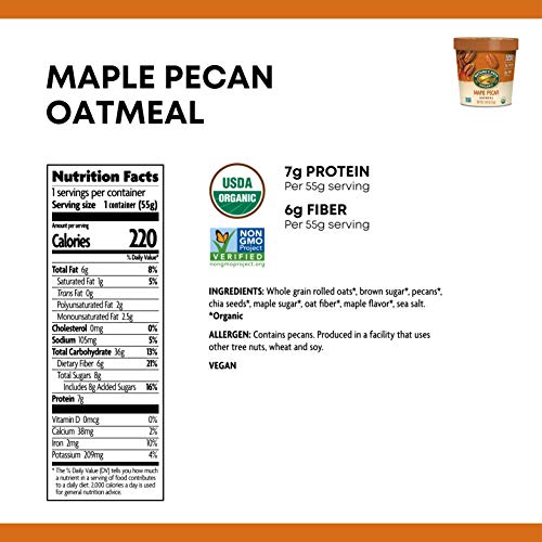 Nature's Path Organic Maple Pecan Instant Oatmeal Cup, Non-Gmo, 7G Plant Based Protein, With Omega-3 Rich Chia Seeds, 1.94 Ounce (Pack Of 12) #TOP5