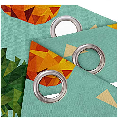 Daesar Drapes For Bedroom 2 Panels, Living Room Curtains And Drapes Pineapple Window Treatments Curtains Green Orange Polyester Curtain 52X108 Inch #TOP4