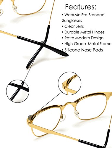 Wearme Pro - Full Metal Frame Modern Half Frame Clear Lens Glasses #TOP4