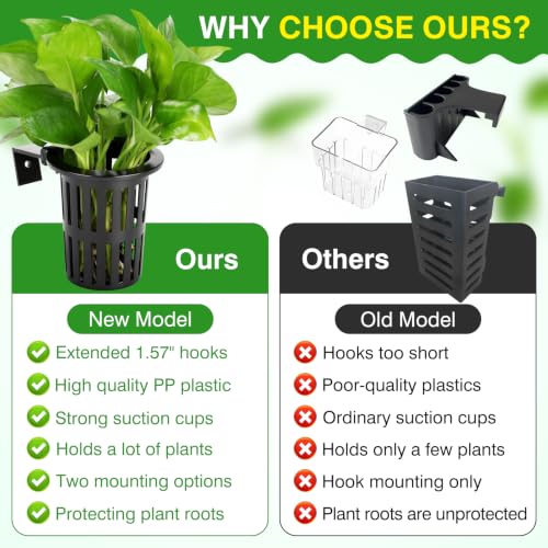 Image of Borlech New Upgraded Large Aquarium Plant Holder with 1.57-inch Extension Hooks and Suction Cups for Fish Tank Aquaponic Plant Cultivation and Aquascape Accessories Decorations (4 PCS)