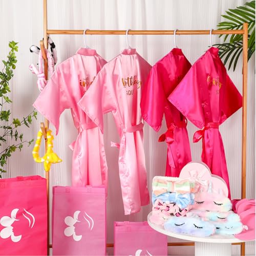Shihanee 30 Pcs Spa Birthday Party Supplies for Girls 6 Set Sleepover Party Satin Robes Kids Pack Birthday Princess Squad Kit4