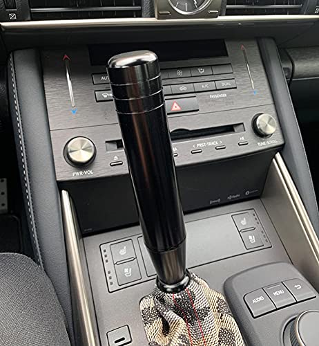 Yjxian 7.1" Gear Stick Shifter Knobs, Heavy Weighted Car Shift Head Knob With Aluminum Alloy Shifting Lever Fit Most Manual Automatic Vehicles With 3 Threaded Adapters M8 M10 M12 X 1.25, Black #TOP4