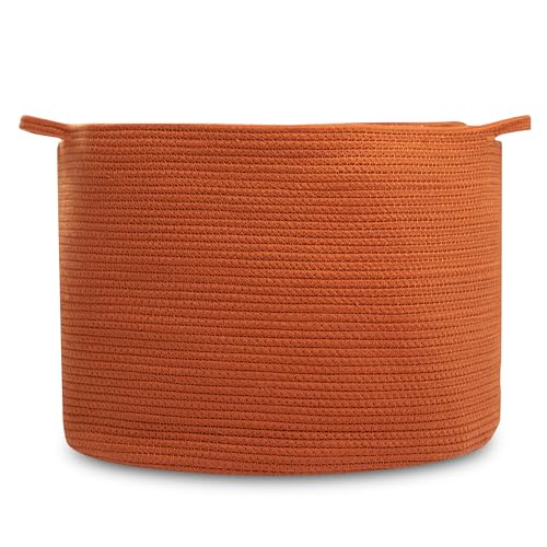 Natemia Rope Storage Basket- Nursery Bin and Toy Organizer (20”x20”x14”), Laundry Basket, Basket for Towels, Pillows and Blankets