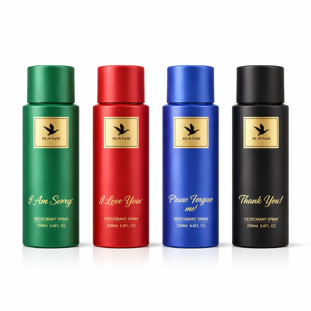 gans premium deodorant spray combo pack of 4 (200ml each) | long lasting fragrance body spray for men & women