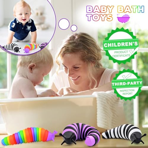 Cevioce Fidget Slug Toy 3Pcs Autism Sensory Toys for Autistic Children Toddler Airplane Car Travel Essential Toys Slug Fidget Toys for Kids & Adults Christmas Stocking Stuffers Gifts for Girls Boys - Image 3