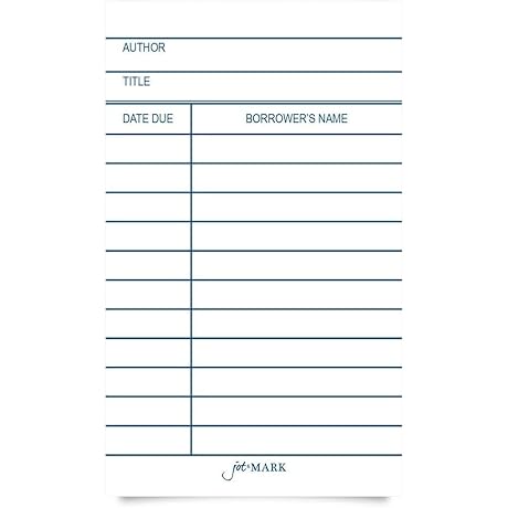 Jot & Mark Library Due Date Note Cards - Library Checkout Catalog Cards (100 Cards)