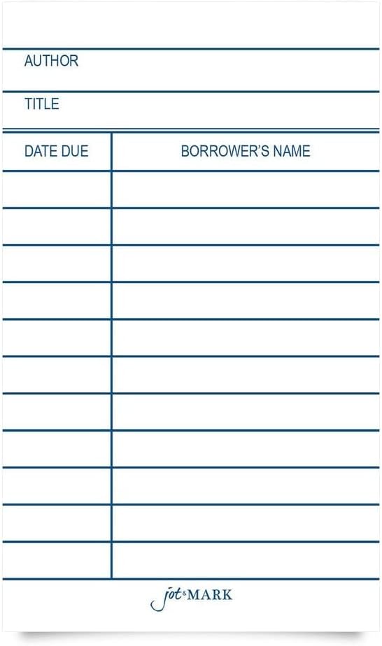 Jot & Mark Library Due Date Note Cards | Checkout Catalog Book Cards (100 cards per pack)