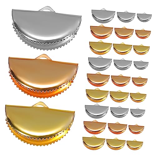 TEHAUX 5sets 60 Pcs Alloy Crimp Ends for Jewelry Making Mixed Colors Durable Fastener Clasps for Necklaces Bracelets Anklets and Crafting Projects 60pcs*5