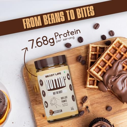 Image of BeastLife Crunchy Coffee Peanut Butter | 24.5 G Protein | 800 gm | 100% Peanuts, High Protein | Zero Palm Oil | Non‑GMO Nut Butter | Fitness-Friendly Spread | Zero Cholesterol
