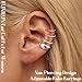 FUNRUN JEWELRY Ear Cuff Earrings for Women Non Piercing 4Pcs Silver Ear Cuffs Non Pierced Adjustable Fake Earrings