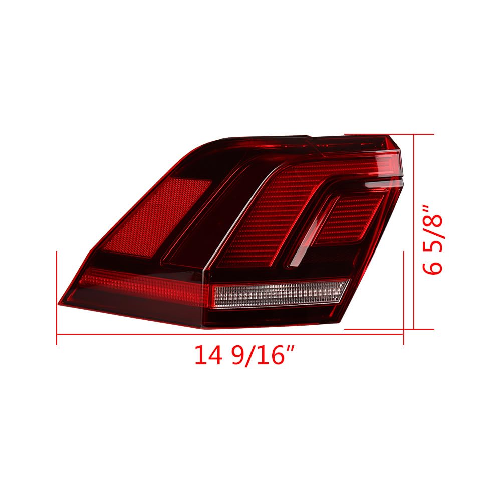 Astra Depot Left Right Side Reflector Outer Tail Light Assembly Turn Signal Lamp Compatible for 2018-2023 Volkswagen Tiguan VW2804126 VW2805126 5NN945095A 5NN945096A