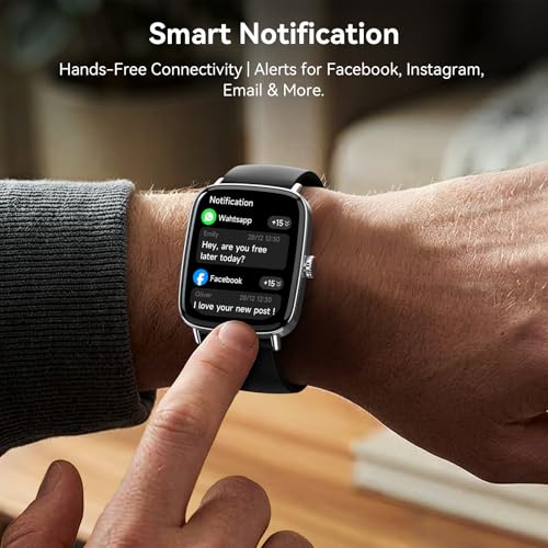 Smart Watch for Women Men, 1.85" HD AMOLED Fitness Tracker (Answer/Call) with 24/7 Heart Rate/Sleep/SpO2 Monitor for iPhone & Android, 120+ Sports Modes Smartwatch with IP68 Waterproof, 2 Bands - Image 5