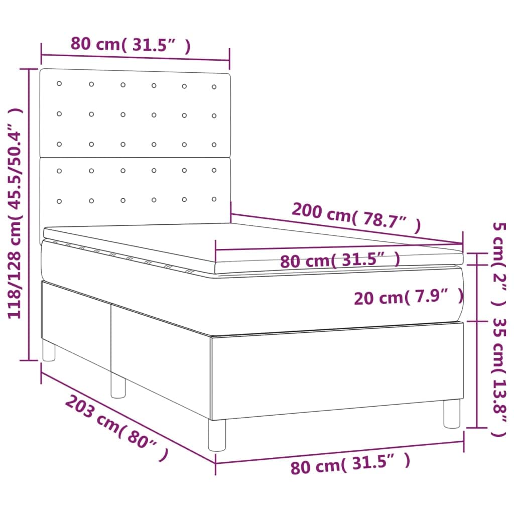 Skóra ekologiczna z regulowanym zagłówkiem LED 80x200 cm kremowy | Łóżko kontynentalne 80x200 z materacem sprężynowym, kremowe, ekoskóra, LED, zagłówek regulowany, USB, nowoczesne do sypialni