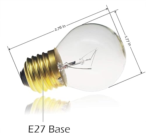 Miniatura 3 de Jslinter Bombilla para horno de electrodomésticos de 40 W, alta temperatura, 120 V, transparente, 415 lúmenes, base de latón medio E26/E27, paquete