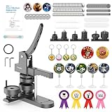 Caydo Button Maker Machine Multiple Sizes, 1+1.25+2.25 Inch Pin Maker Machine Kit, 3 in 1 Button Press Machine Making Kit with Maker Supplies for Fridge Magnet Keychain Bottle Opener DIY Crafts