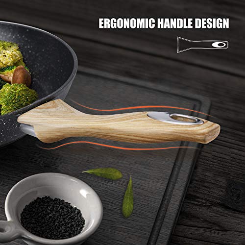 homgeek Frying Pan Set, Nonstick Skillet Made of Thick 410 Stainless Steel with Induction Compatible Bottom and Ergonomic Heat-Resistant Bakelite Handle, PFOA Free, 8 Inches, 10.2 Inches and 12 Inches