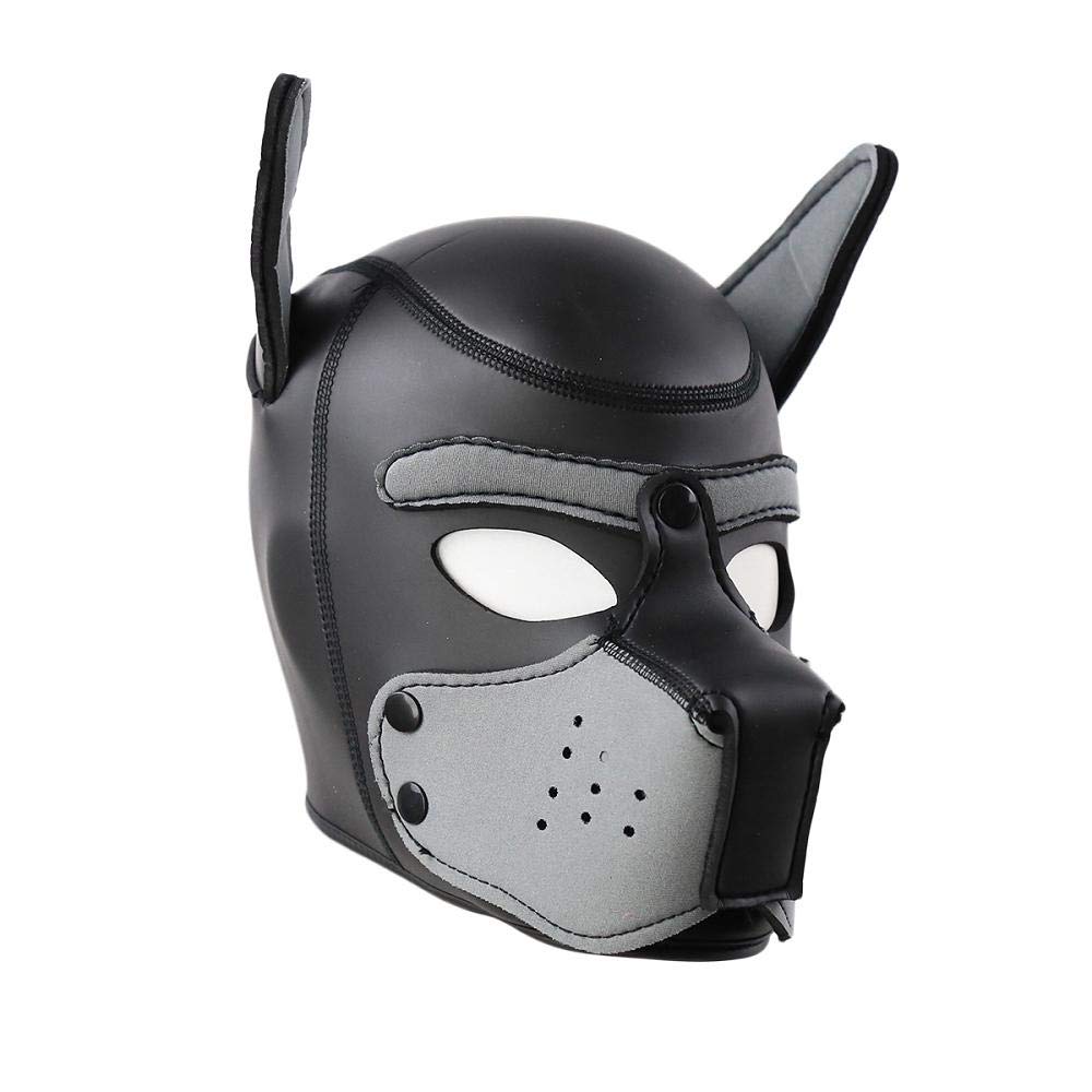 Afus Puppy Mask Dog Mask Adult Cosplay Full Mask with Ear (Gray XL)