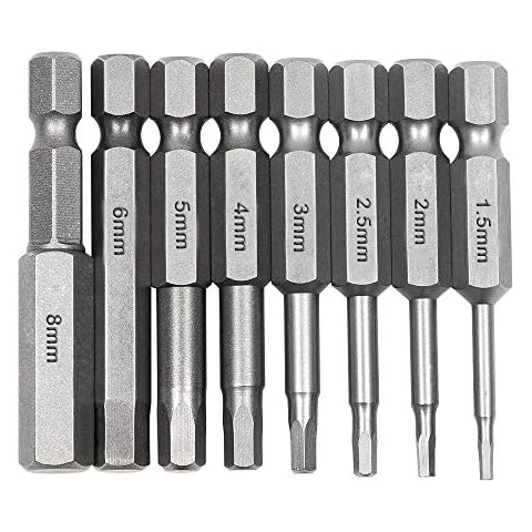CODIRATO 8 PCS Hex Shank Magnetic Screwdriver Bits, Inner Hexagon Bits Set 50mm 1/4 Inch Hex Screwdriver Bits Set for ElectricManual Screwdrivers Cover