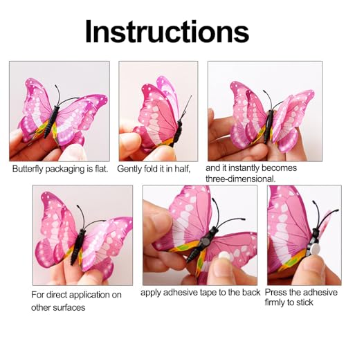 12 adhesivos de pared mariposas 3D miniatura 5