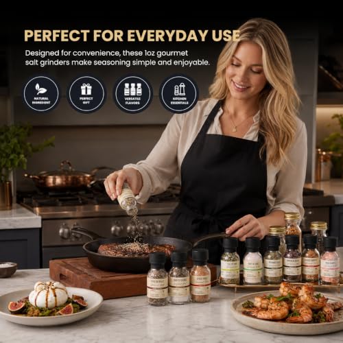 Image of Gourmet Salt Sampler Collection, 20 Premium Cooking & Finishing Seasonings | Includes Truffle, Smoked, Garlic, Merlot & Sriracha Flavors, Vegan, Perfect for Grilling, Roasting, BBQ & Everyday Cooking