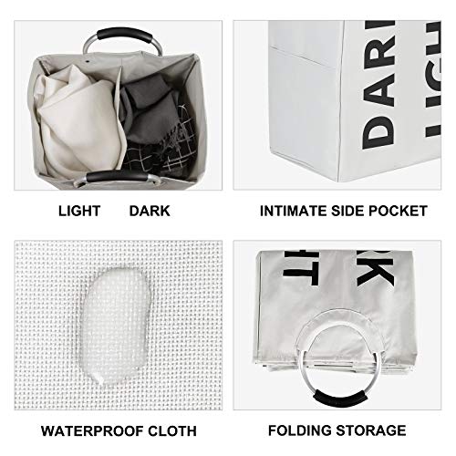 110L X-Large Double Laundry Hamper With Comfortable Handle, Waterproof Oxford Cloth Laundry Basket,Self-Standing Clothes Hamper,Folding Storage Organizers For Dorm Room (Gray) #TOP3