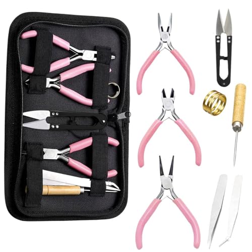 Image of HASTHIP Jewellery Making Tools Kit 8 Pcs Rubber Handle Pliers Set with Bag