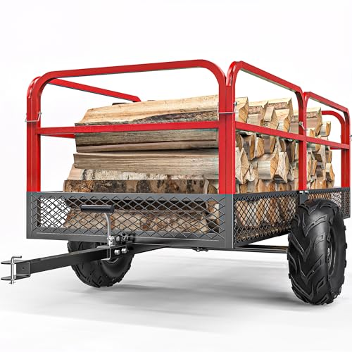 YITAMOTOR ATV Dump Trailer,Heavy Duty Tow Behind Dump Cart,Capacity 1700lbs, 22 Cu.Ft.,Study Yard Garden Trailer for Pull Behind Lawn Mower Trailer Tractor,Alloy Steel Mesh Bed & 25