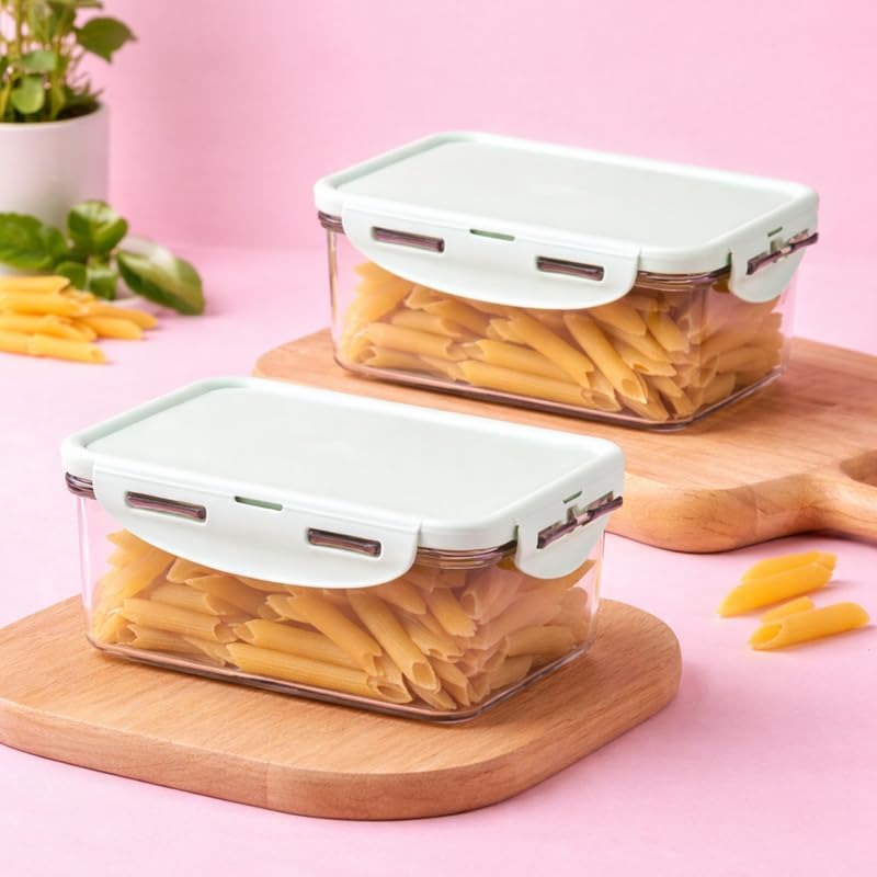 Image of LocknLock 1L Food Storage Containers (Pack of 2) | Airtight, Leakproof, BPA-Free Plastic Boxes | Stackable Kitchen Containers for Meal Prep, Fridge & Pantry Storage