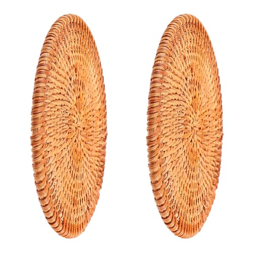 ARTIBETTER 2 Salvamanteles de Ratán Natural Tejidos a Mano Posavasos Redondos Resistentes al Calor para Mesa y Cocina Almohadillas Aislantes para Ollas Calientes Decoración Rústica