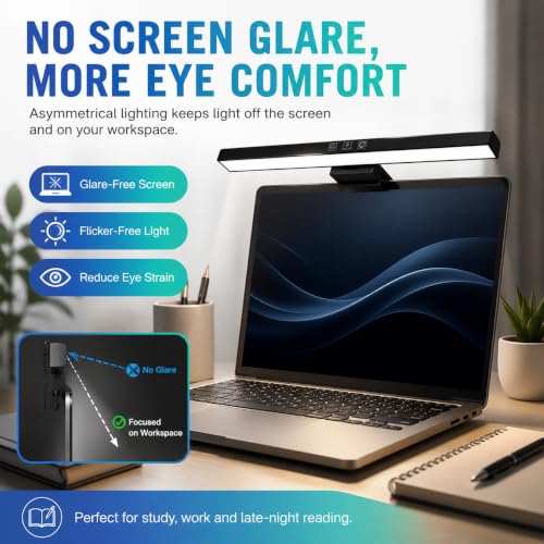 Image of 19.69-Inch Monitor Screen Light Bar with Smart Touch Sensor| USB Powered 5W LED E-Reading Lamp| 3 Color Temperature Modes, Stepless Dimming,60-Min Timer