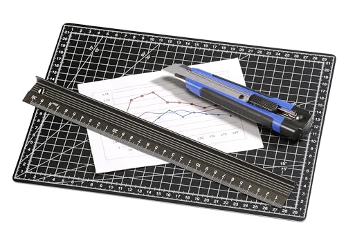Vantage Schneidematte A4 (22 x 30 cm, selbstheilend, beidseitig nutzbar, mit Raster) schwarz