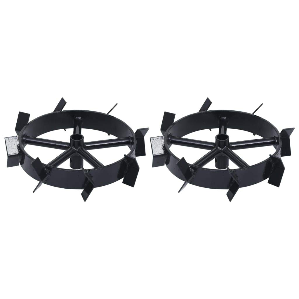 Ruote in metallo per decespugliatore a benzina da 6,5 CV, diametro 34 cm, 2 pezzi, in metallo nero, per decespugliatore, coltivatore, decespugliatore, ideale per scavare, allentare e diserbare