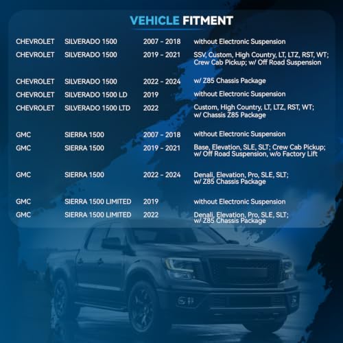 Image of Detroit Axle - Rear Shock Absorbers for 2007-2024 Chevrolet Silverado 1500